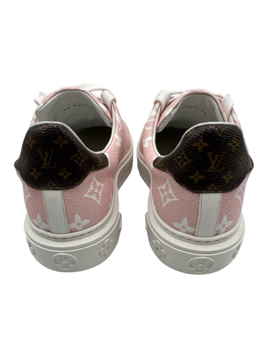 Louis Vuitton Shoe Size 41 Pink & White Leather Lace Up Low Top Sneakers Pink & White / 41