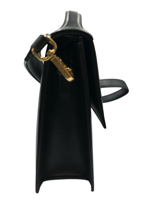 Jacquemus Black Leather Crossbody Strap Flap Logo Top Handle Bag Black / M