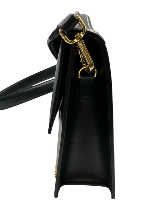 Jacquemus Black Leather Crossbody Strap Flap Logo Top Handle Bag Black / M