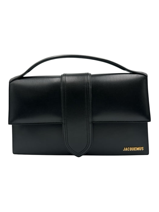 Jacquemus Black Leather Crossbody Strap Flap Logo Top Handle Bag Black / M