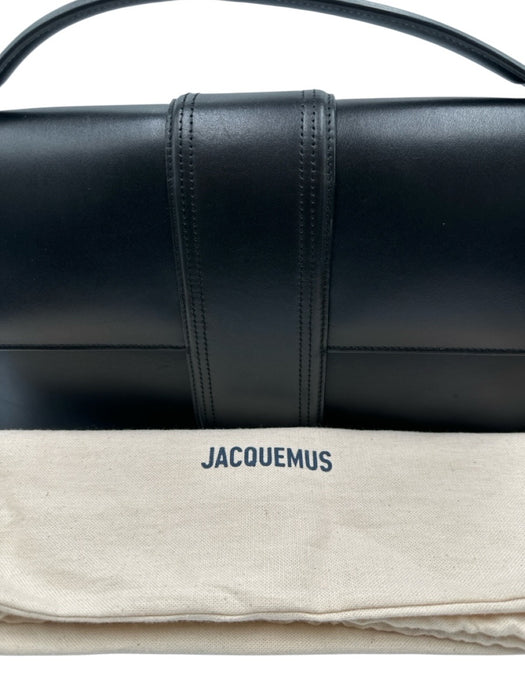 Jacquemus Black Leather Crossbody Strap Flap Logo Top Handle Bag Black / M