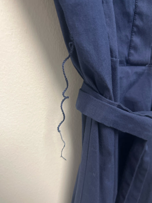 Lafayette 148 Size 4 Navy Cotton 1/2 Button Long Sleeve Tie Belt Dress