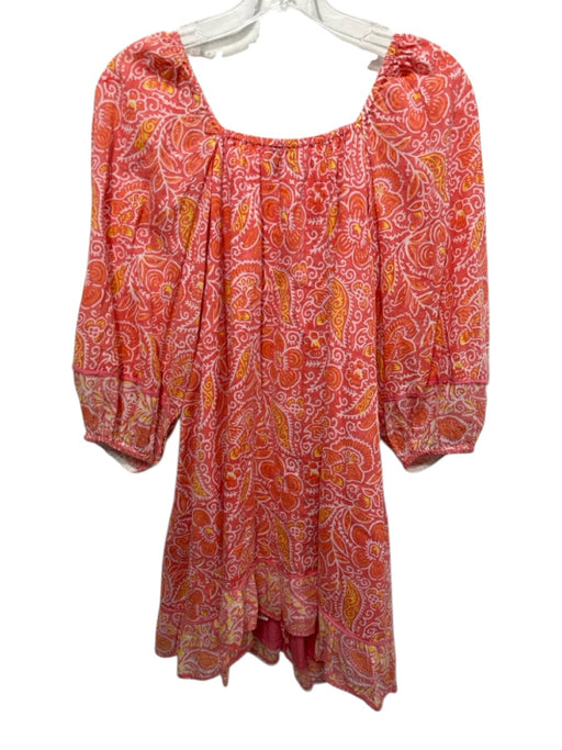 Cleobella Size XS Orange & Pink Cotton Floral Paisley 1/2 Puff Sleeve Dress Orange & Pink / XS