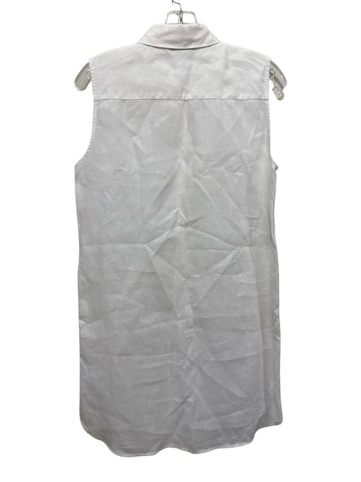 Pure NAVY Size XS White Linen Sleeveless Button Front Collared Shirt Dress White / XS