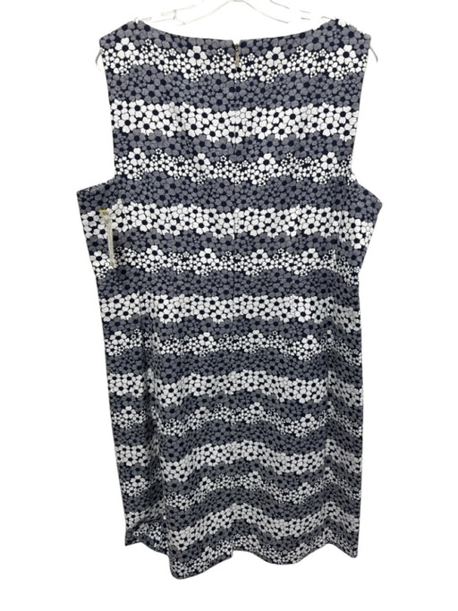 Karl Lagerfeld Size 14 Navy Blue, White, Gray Polyester & Cotton V Neck Dress Navy Blue, White, Gray / 14