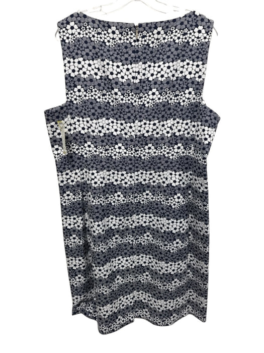 Karl Lagerfeld Size 14 Navy Blue, White, Gray Polyester & Cotton V Neck Dress Navy Blue, White, Gray / 14