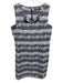 Karl Lagerfeld Size 14 Navy Blue, White, Gray Polyester & Cotton V Neck Dress Navy Blue, White, Gray / 14
