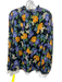 Kobi Halperin Size M Black & Multi Viscose Long Sleeve Floral V Neck Top Black & Multi / M