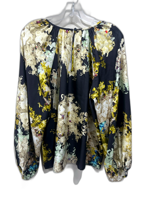 Cynthia Rowley Size M Navy & Multi Silk Long Sleeve All Over Print Top Navy & Multi / M
