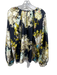 Cynthia Rowley Size M Navy & Multi Silk Long Sleeve All Over Print Top Navy & Multi / M