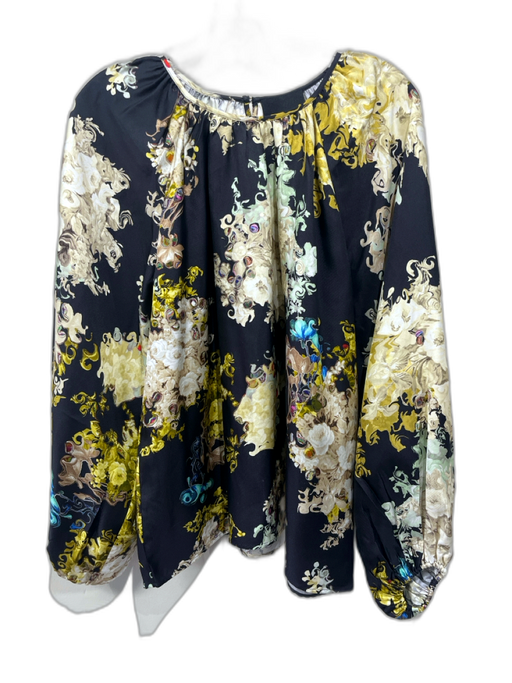 Cynthia Rowley Size M Navy & Multi Silk Long Sleeve All Over Print Top Navy & Multi / M