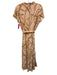 Lauren Ralph Lauren Size 12 pink, brown, gold Polyester Horsebit Midi Dress pink, brown, gold / 12
