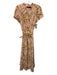 Lauren Ralph Lauren Size 12 pink, brown, gold Polyester Horsebit Midi Dress pink, brown, gold / 12