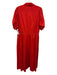 Lauren Ralph Lauren Size 12 Red Cotton Button Down Drawstring Waist Maxi Dress Red / 12