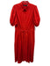 Lauren Ralph Lauren Size 12 Red Cotton Button Down Drawstring Waist Maxi Dress Red / 12
