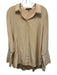 Lafayette 148 Size L Peach Beige Silk Long Sleeve Monili Detail Button Up Top Peach Beige / L