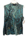 Elie Tahari Size Est L Black & Teal Print Missing Fabric Tag Sleeveless Top Black & Teal Print / Est L