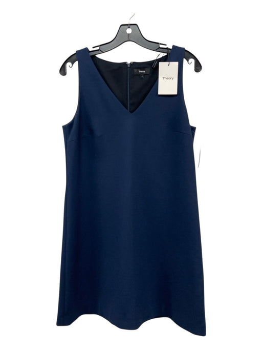 Theory Size 8 Blue Viscose Blend Sleeveless V Neck Back Zip Dress Blue / 8