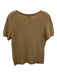 Escada Size S Beige Brown Wool Blend Knit Short Sleeve Applique Neck Sweater Top Beige Brown / S