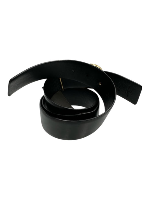 Valentino Garavani Black Leather Logo Buckle Gold Tone Buckle Peg Buckle Belts Black / 85/34