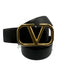 Valentino Garavani Black Leather Logo Buckle Gold Tone Buckle Peg Buckle Belts Black / 85/34