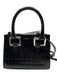 Coperni Black Leather Croc Embossed Zip Close Silver Tone Hardware Bag Black