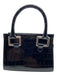 Coperni Black Leather Croc Embossed Zip Close Silver Tone Hardware Bag Black