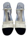 Chanel Shoe Size 37 Cream White & Black Leather & Textile Upper T Strap Pumps Cream White & Black / 37