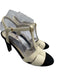 Chanel Shoe Size 37 Cream White & Black Leather & Textile Upper T Strap Pumps Cream White & Black / 37