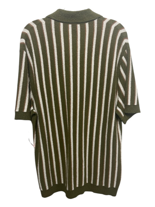 Todd Snyder Size XL Olive & Multi Cotton Striped Polo Men's Short Sleeve XL