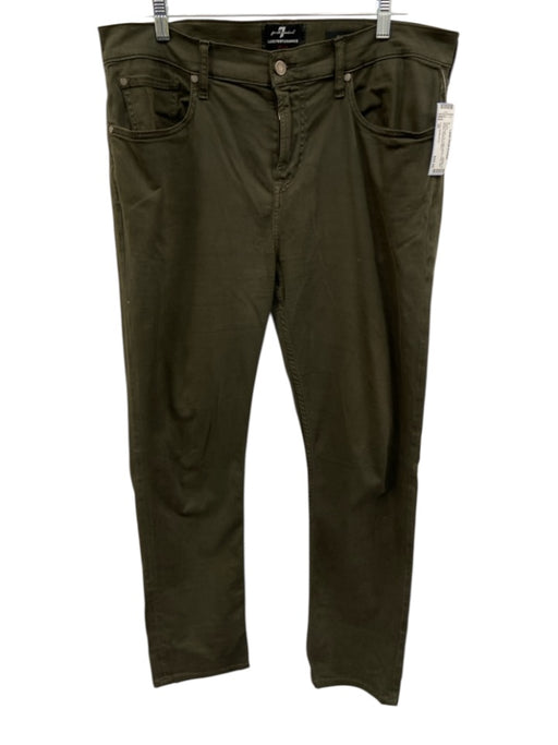 7 For All Mankind Size 36 Olive Green Cotton Blend Solid Slim Khakis Men's Pants Olive Green / 36