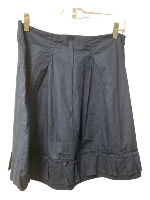 Miu Miu Size 42 Navy Cotton Side Zip Pleat Detail Ruffle Accent Above Knee Skirt Navy / 42