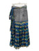 We The Free Size 28 Gray, Blue, Green Cotton Denim Tiered Maxi Skirt Gray, Blue, Green / 28