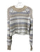 Free People Size S Beige, White & Gray Cotton & Acrylic Rib Knit Crop Sweater Beige, White & Gray / S