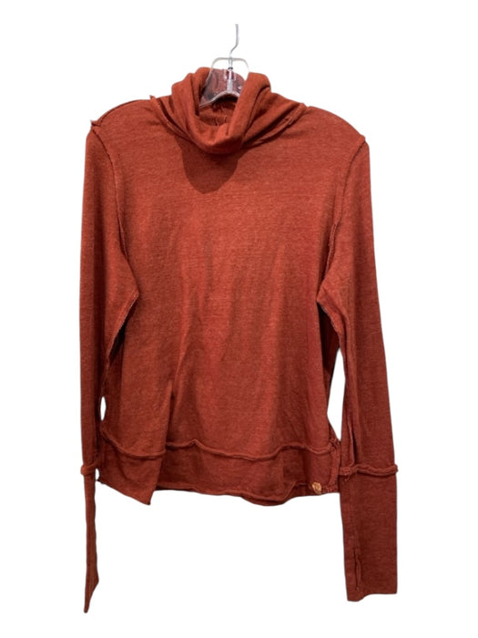 We The Free Size L Burnt Orange Cotton & Polyester Turtleneck Long Sleeve Top Burnt Orange / L