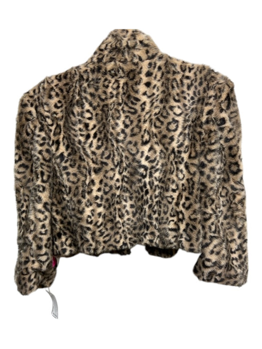 Betsey Johnson Size M Brown & Black Faux Fur Animal Print Crop Jacket Brown & Black / M