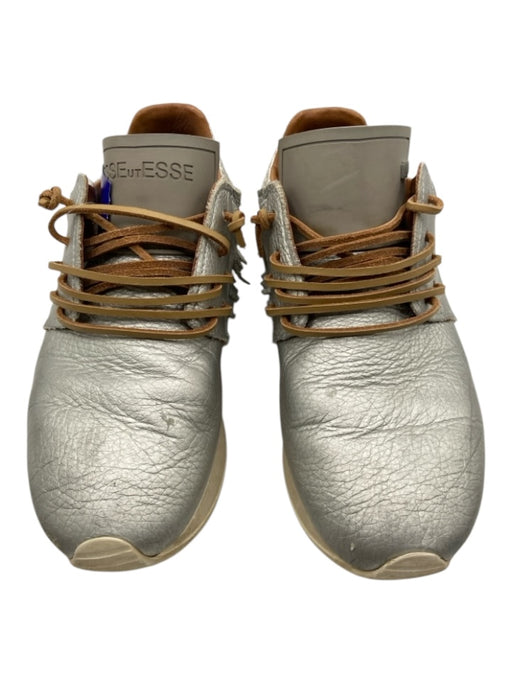 Esseutesse Shoe Size 37 Silver Gray Leather Fringe Snake Embossed Sneakers Silver Gray / 37