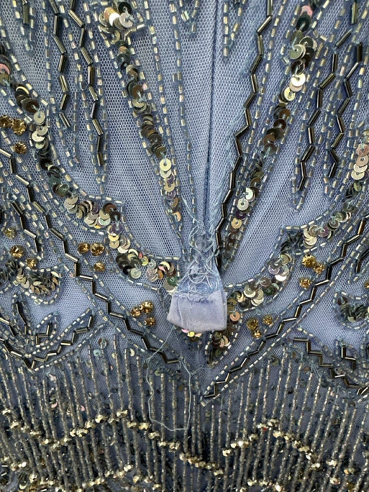Sherri Hill Size 2 Blue Polyester Beaded Crystals Dangle Back Zip Dress Blue / 2