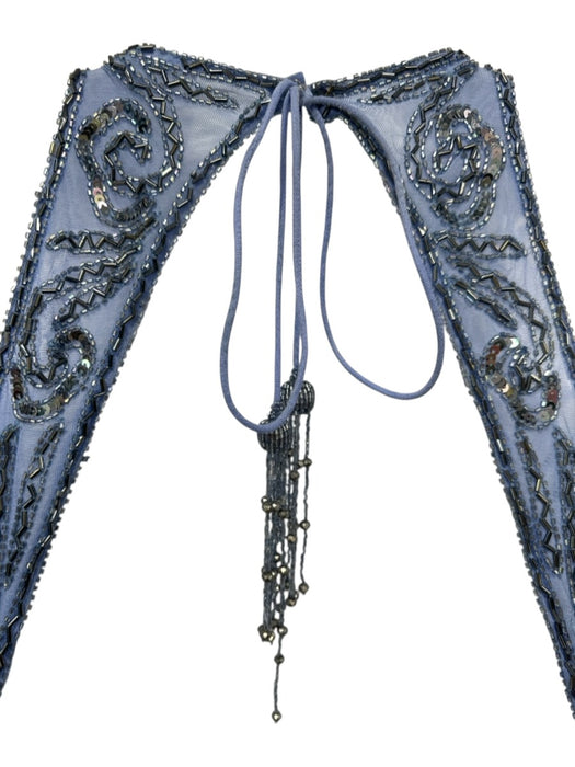 Sherri Hill Size 2 Blue Polyester Beaded Crystals Dangle Back Zip Dress Blue / 2