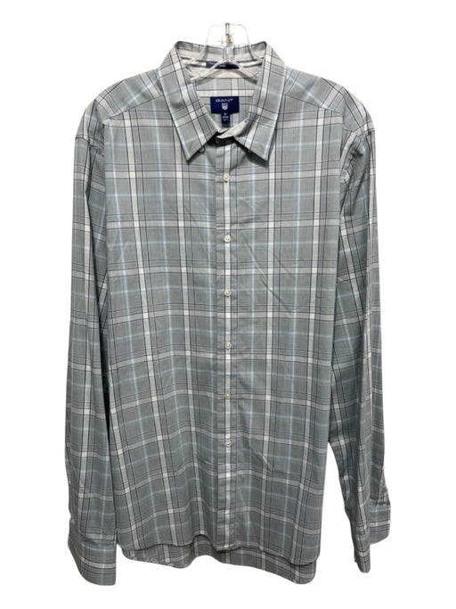 Gant Size XL Gray & Blue Cotton Plaid Button up Men's Long Sleeve Shirt Gray & Blue / XL