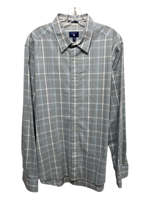 Gant Size XL Gray & Blue Cotton Plaid Button up Men's Long Sleeve Shirt Gray & Blue / XL