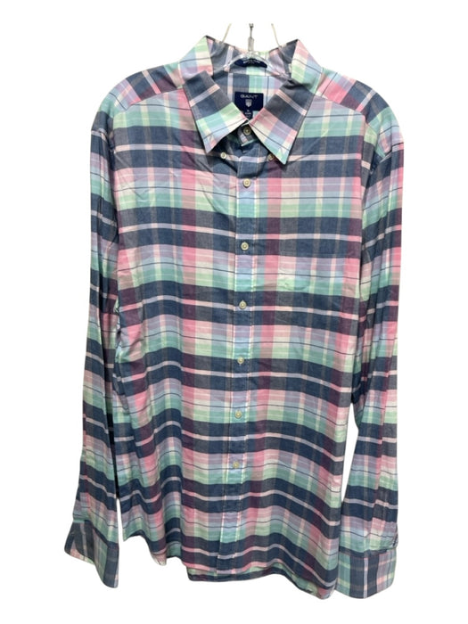 Gant Size XL Blue & Green Cotton Blend Plaid Button up Men's Long Sleeve Shirt Blue & Green / XL