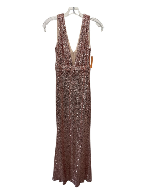 Belle Badgley Mischka Size 4 Rose Gold & Beige Polyester Fully Sequined Gown Rose Gold & Beige / 4