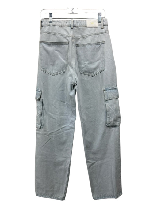 Zara Size 26 Light Wash Cotton Denim High Rise Straight Wide Cargo Jeans Light Wash / 26
