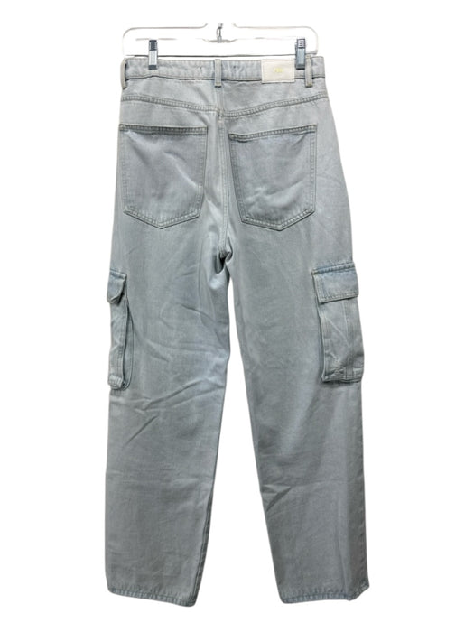 Zara Size 26 Light Wash Cotton Denim High Rise Straight Wide Cargo Jeans Light Wash / 26