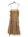 CJ Laing Size S Yellow & White Cotton Spaghetti Strap Striped Printed Midi Dress Yellow & White / S