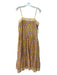 CJ Laing Size S Yellow & White Cotton Spaghetti Strap Striped Printed Midi Dress Yellow & White / S