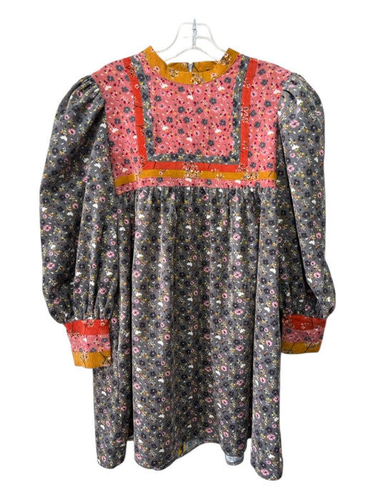 Celia B Size S Gray & multi Polyester floral print Corduroy Puff Sleeves Dress Gray & multi / S