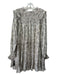 Love The Label Size S Silver Viscose Floral Shimmer Tie Detail Smocked Dress Silver / S