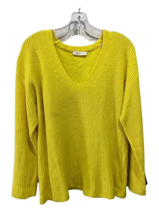 A.L.C. Size S Yellow Viscose, Nylon, Wool, Cotton V Neck Ribbed Sweater Yellow / S